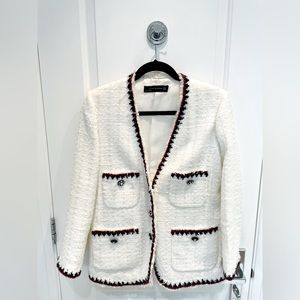 Zara Woman White Tweed Jacket